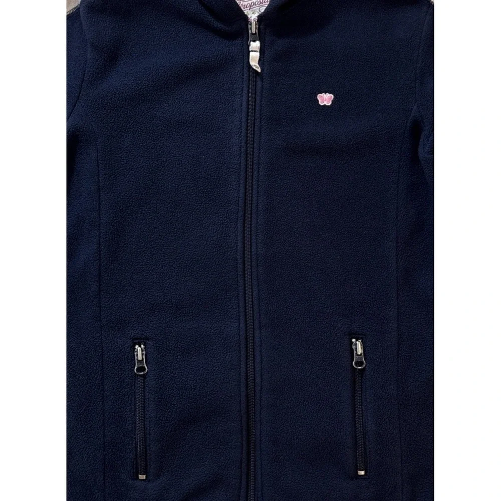 VTG Aeropostale Full‎ Zip Hoodie Women's Sz S Blue Fleece Lined Butterfly Y2K
